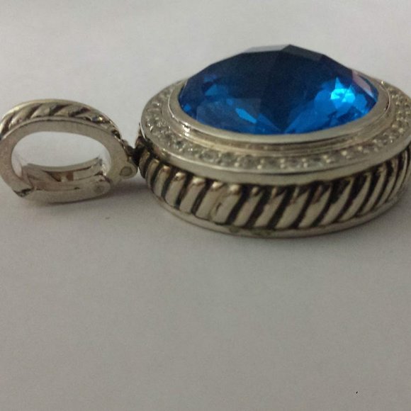 Sterling Silver Halo Cz Pendant Enhancer - Picture 8 of 14